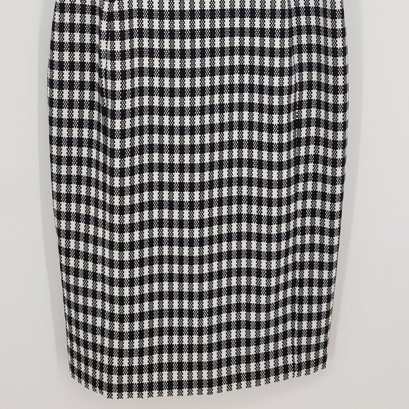 Calvin Klein Buffalo Plaid Sheath Dress 2 Womens Sleeveless Black White - Picture 4 of 7
